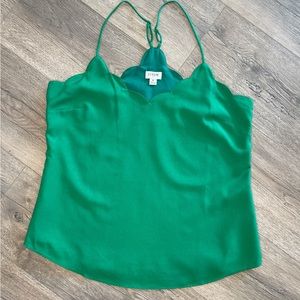 J. Crew green scalloped tank top women’s size 8